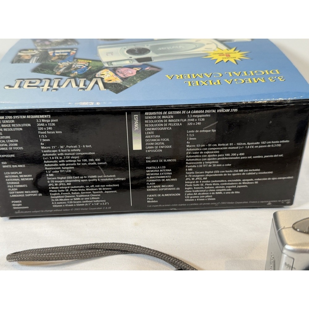 Vivitar ViviCam 3705 3.3MP Digital Camera Silver Tested Powers On w/ Box - Picture 5 of 7